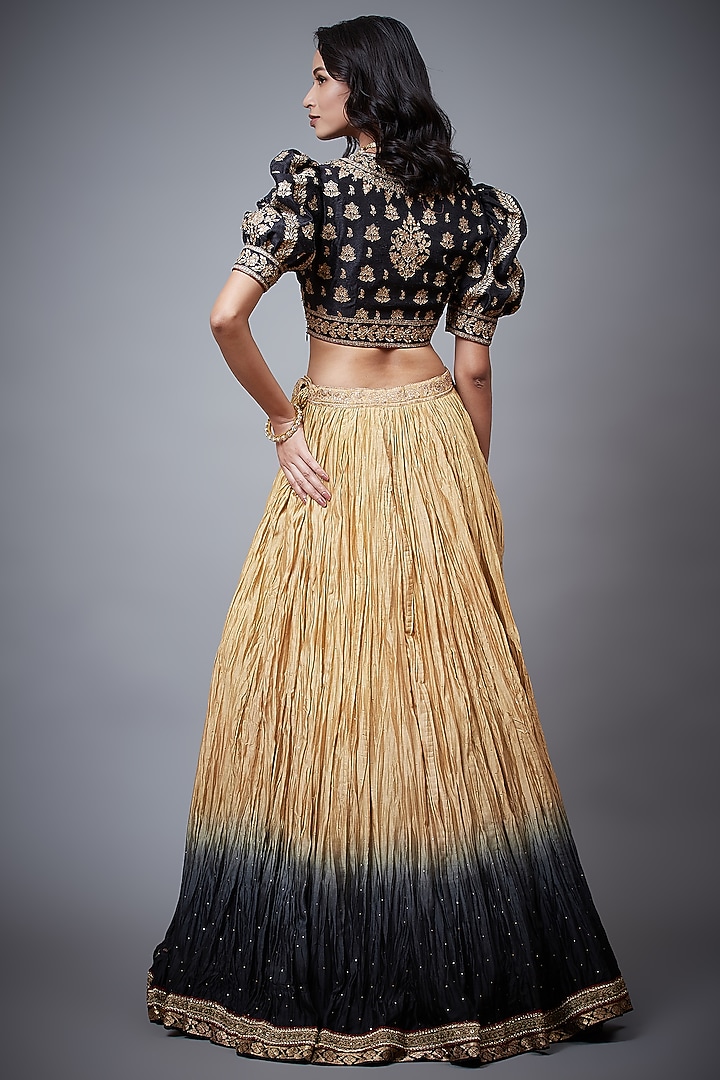 Black & Beige Cotton Silk Wedding Lehenga Set by Ri Ritu Kumar at Pernia's Pop Up Shop