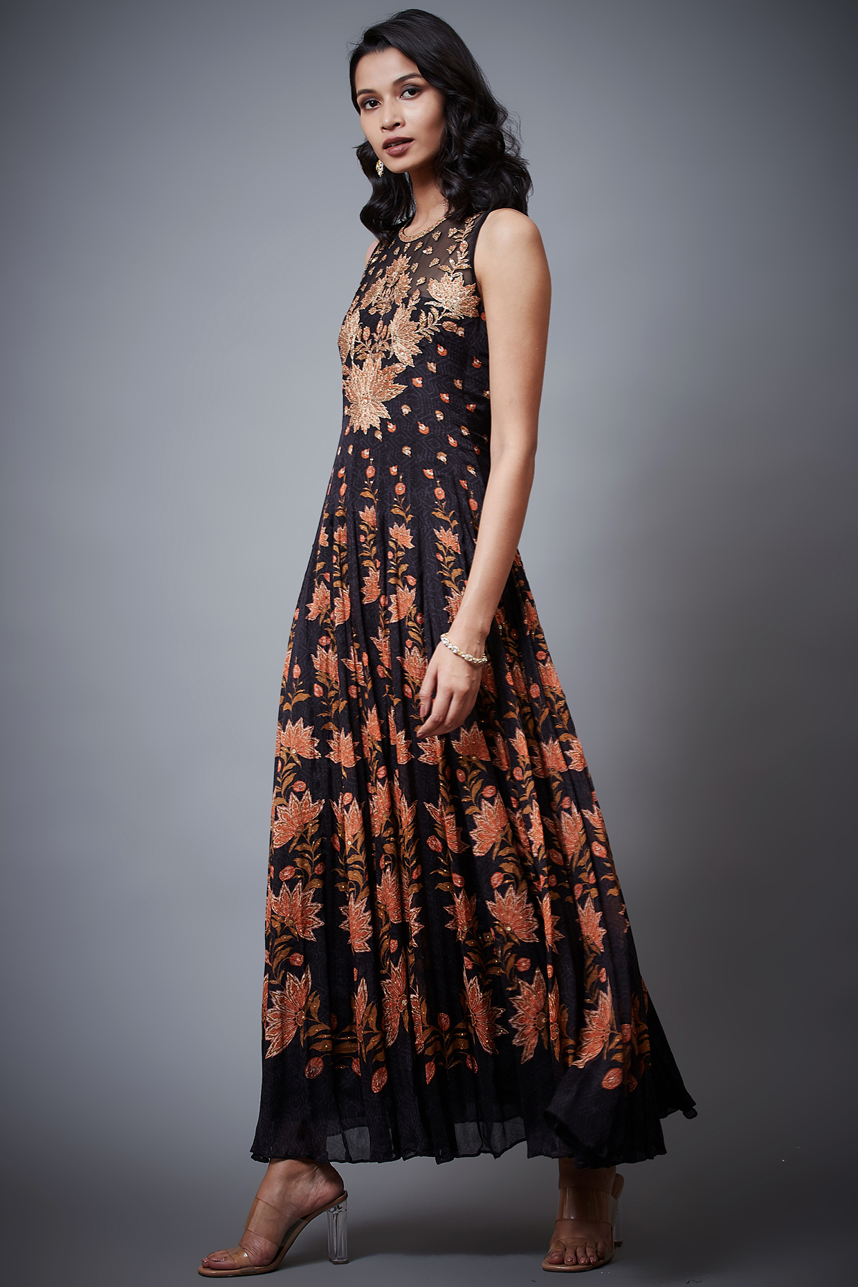 black and rust dress