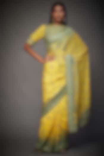 Yellow Hand Embroidered Saree Set by Ri Ritu Kumar
