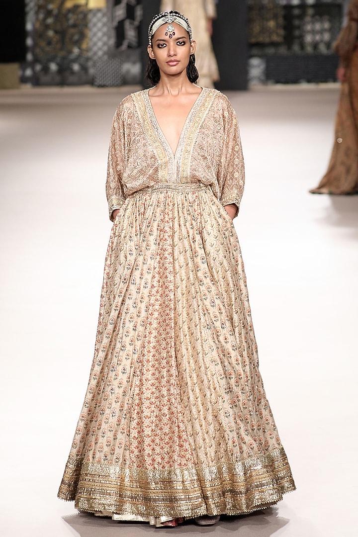 Gold Silk Rajwadi Blouse by Ri Ritu Kumar at Pernia's Pop Up Shop