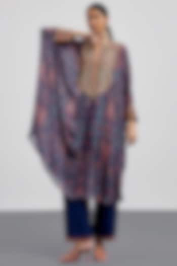 Blue Viscose Chinon Printed Kaftan Set by Ri Ritu Kumar at Pernia's Pop Up Shop
