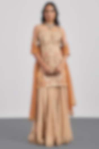 Beige Crushed Tissue Skirt Set by Ri Ritu Kumar at Pernia's Pop Up Shop