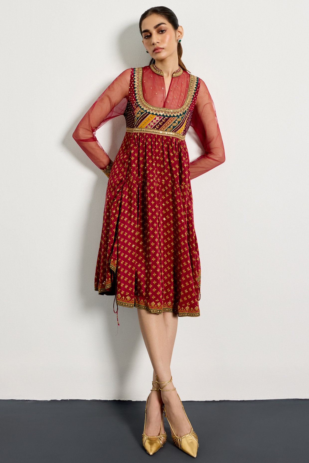 Ri Ritu Kumar Multi-Colored Rayon Crepe Printed Midi Dress