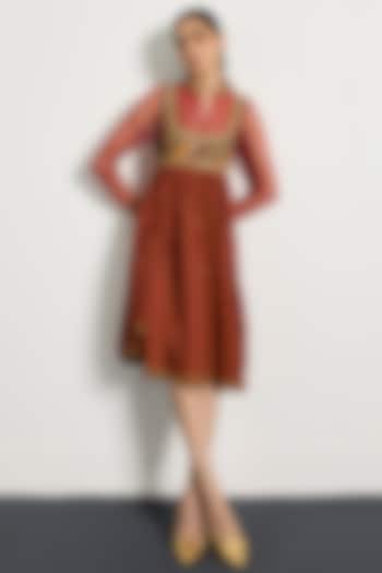 Multi-Colored Rayon Crepe Printed Midi Cocktail Dress by Ri Ritu Kumar at Pernia's Pop Up Shop