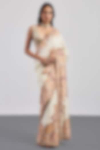 Beige Murshidabad Silk Embroidered Reception Saree Set by Ri Ritu Kumar at Pernia's Pop Up Shop