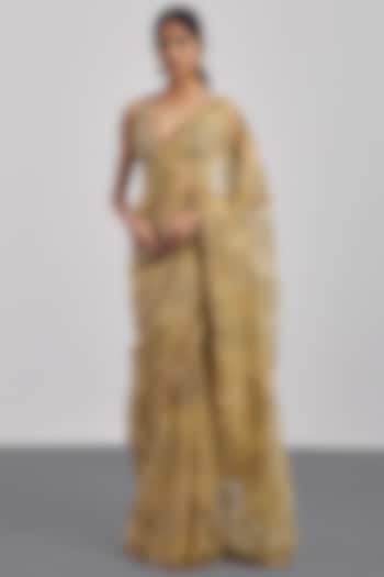 Beige Silk Organza Printed Bridal Saree Set by Ri Ritu Kumar at Pernia's Pop Up Shop
