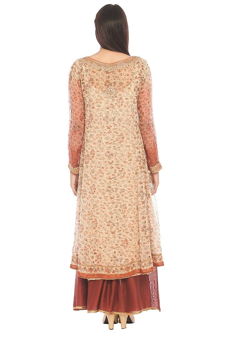 Rust Brown Embroidered Kurta Set by Ri Ritu Kumar at Pernia's Pop Up Shop