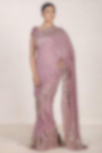 Mauve Embroidered Saree Set by Ri Ritu Kumar at Pernia's Pop Up Shop