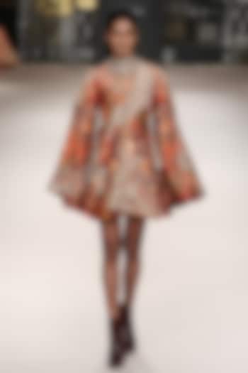 Rust Silk Short Dress by Ri Ritu Kumar