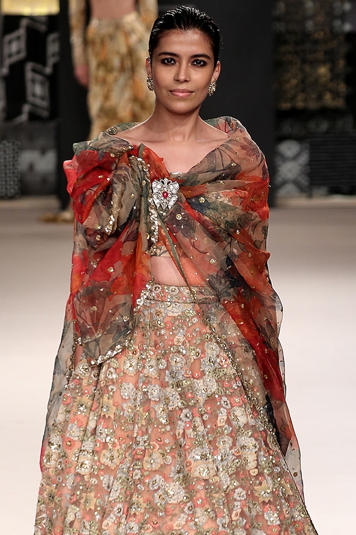 Light Pink Nylon Bridal Lehenga Set by Ri Ritu Kumar at Pernia's Pop Up Shop