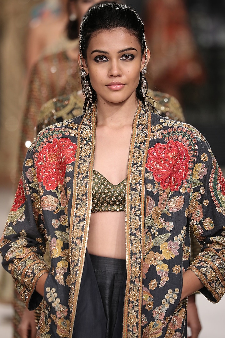 Black Silk Jacket Set by Ri Ritu Kumar at Pernia's Pop Up Shop