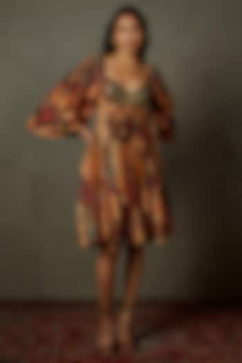 Multi-Colored Cotton Silk Printed & Embroidered Cocktail Dress by Ri Ritu Kumar at Pernia's Pop Up Shop