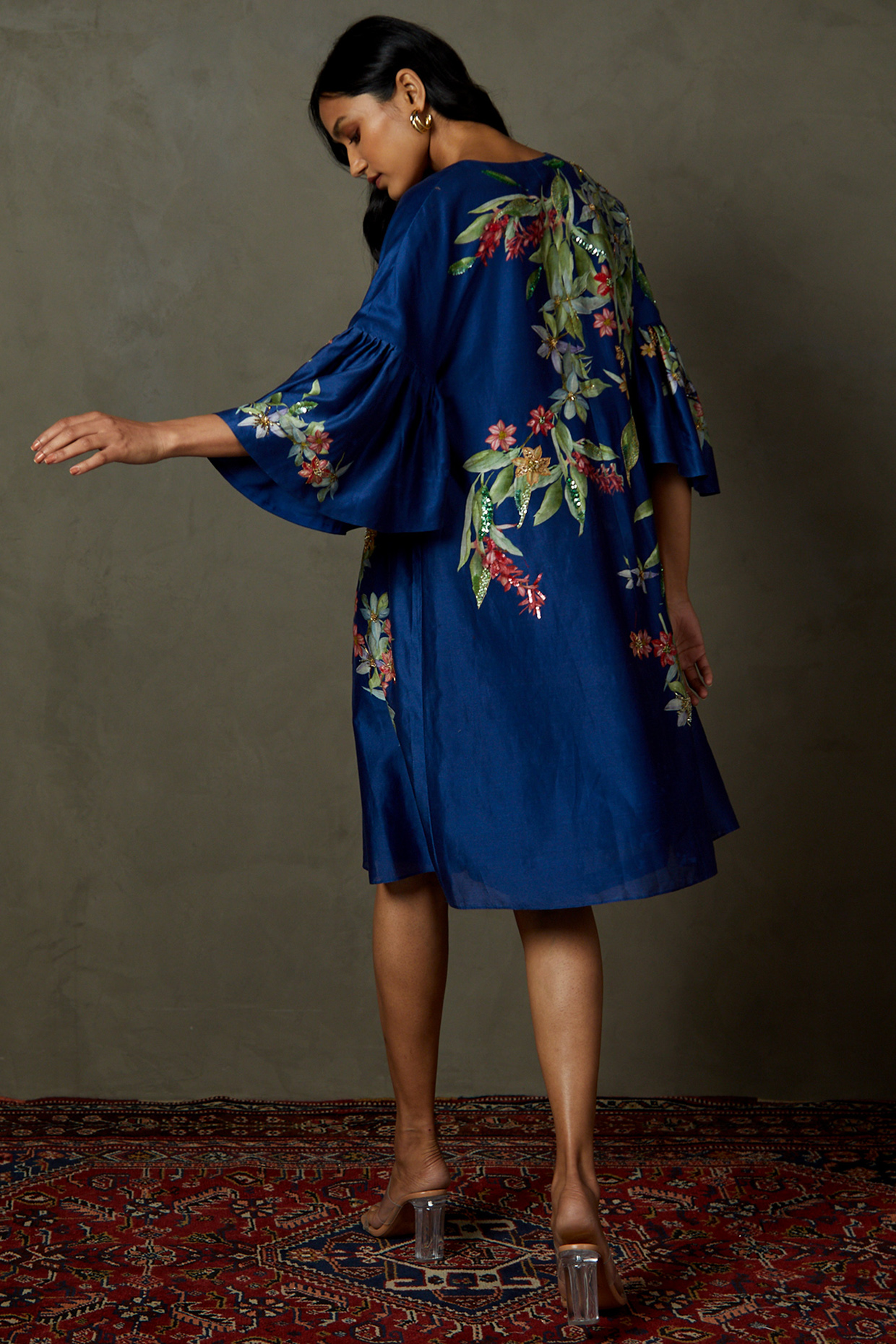 Royal blue embroidered dress clearance