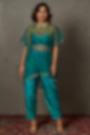 Emerald Silk Organza Hand Embroidered Co-Ord Set by Ri Ritu Kumar at Pernia's Pop Up Shop