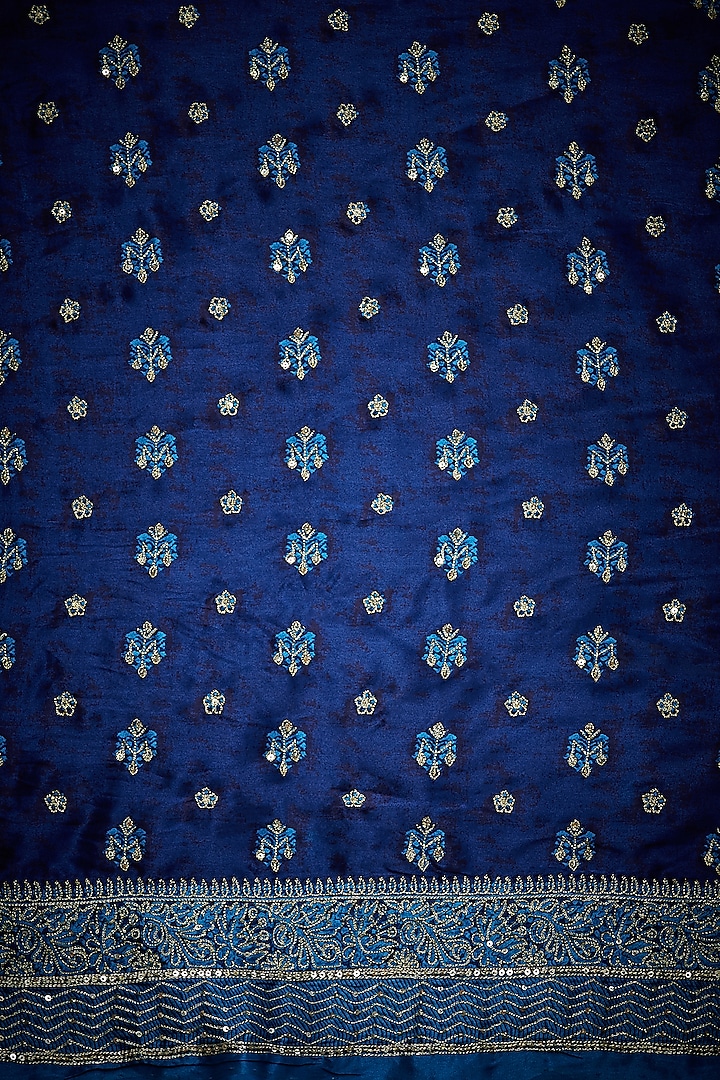 Royal Plum Saree with Delicate Silver Hand-Embroidered Cape main image 1
