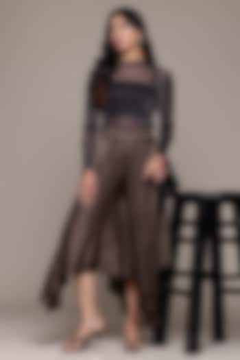 Olive Green Satin Dhoti Draped Pants by Ritu Kumar at Pernia's Pop Up Shop