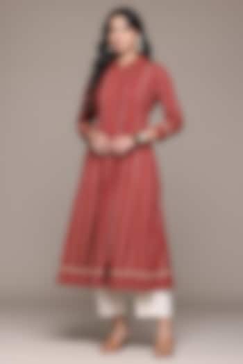 Orange Cotton Yarn Dyed Kurta by Ritu Kumar at Pernia's Pop Up Shop