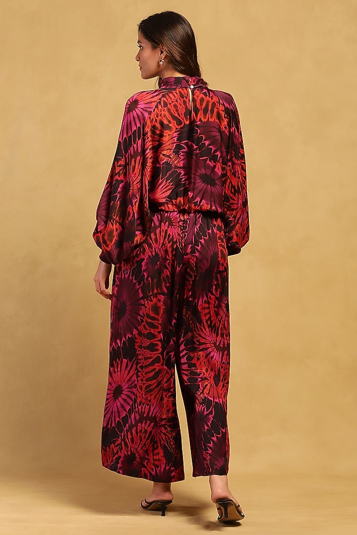 Red Satin Digital Printed Co-Ord Set by Ritu Kumar at Pernia's Pop Up Shop