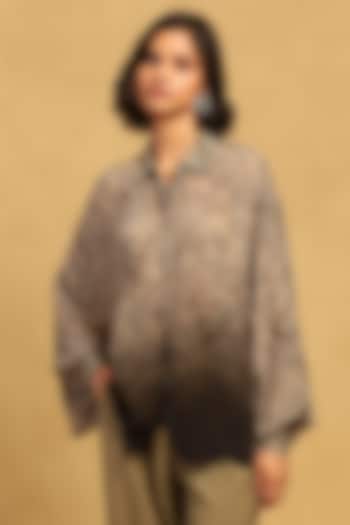 Grey Viscose Chiffon Digital Printed Shirt by Ritu Kumar at Pernia's Pop Up Shop