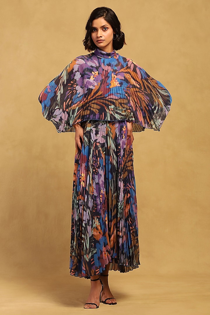 Multi-Colored Poly Georgette Digital Printed Jumpsuit by Ritu Kumar at Pernia's Pop Up Shop