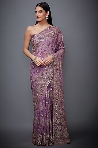 Mauve Embroidered Saree Set by Ri Ritu Kumar