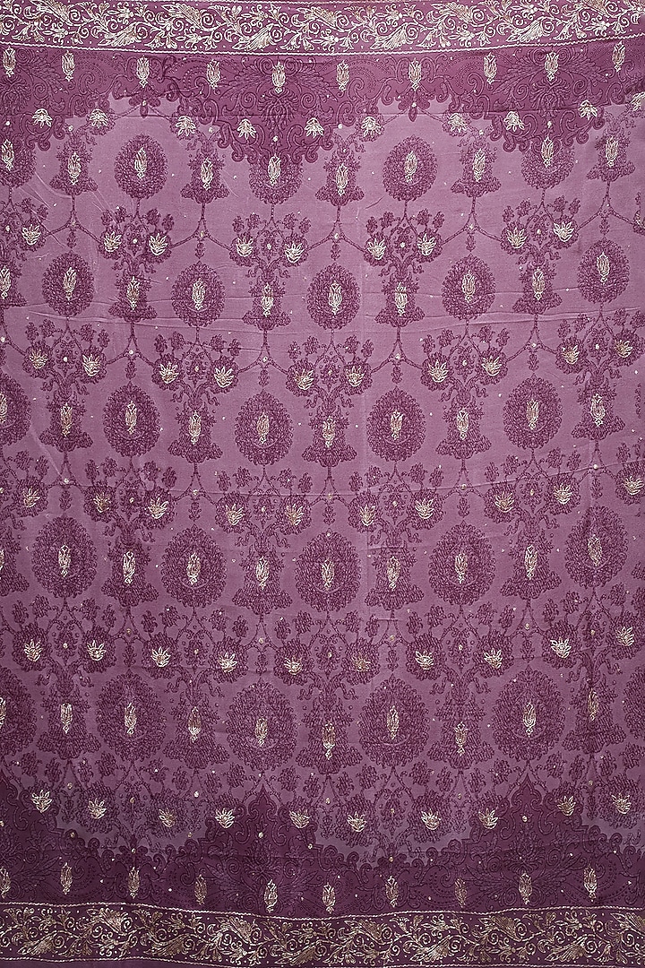 Mauve Embroidered Reception Saree Set by Ri Ritu Kumar at Pernia's Pop Up Shop