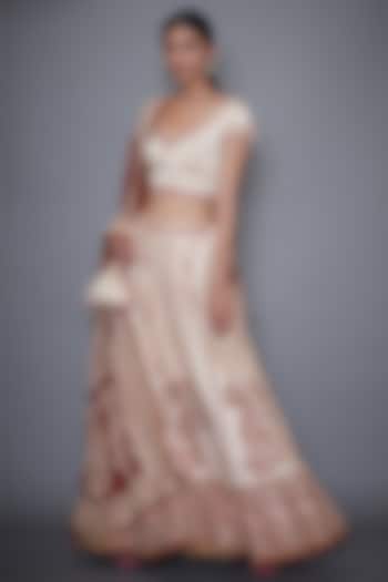Off White & Red Embroidered Bridal Lehenga Set by Ri Ritu Kumar at Pernia's Pop Up Shop