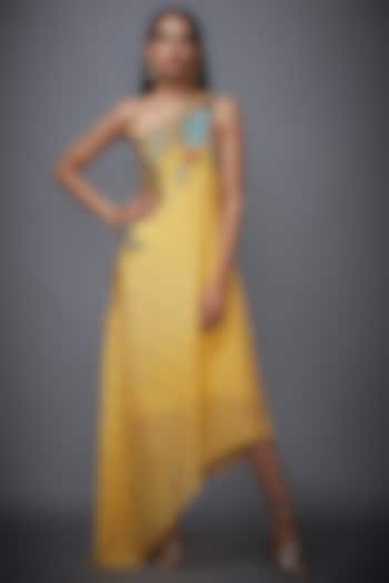 Yellow Embroidered Maxi Dress by Ri Ritu Kumar