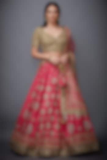 Fuchsia Embroidered Lehenga Set by Ri Ritu Kumar