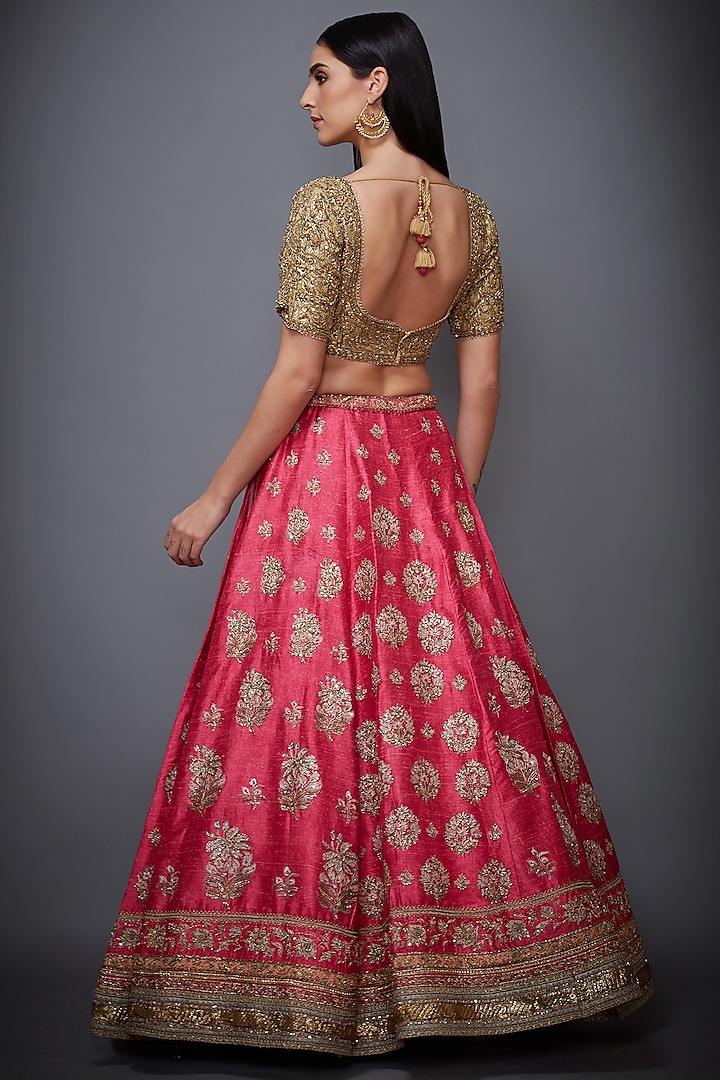 Fuchsia Embroidered Bridal Lehenga Set by Ri Ritu Kumar at Pernia's Pop Up Shop
