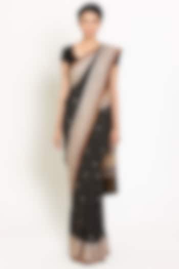 Black & Beige Embroidered Saree Set by Ri Ritu Kumar