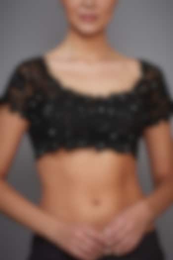 Black Hand Embroidered Blouse by Ri Ritu Kumar at Pernia's Pop Up Shop
