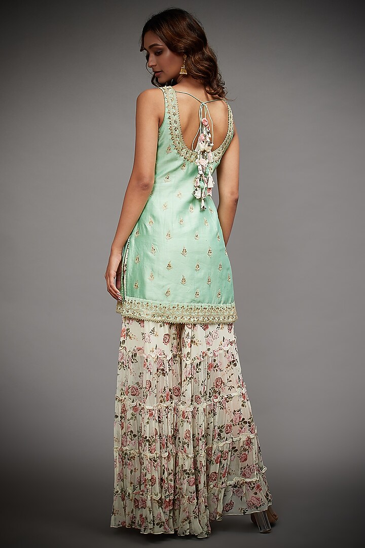 Ecru Beige Printed Gharara Set by Ri Ritu Kumar at Pernia's Pop Up Shop