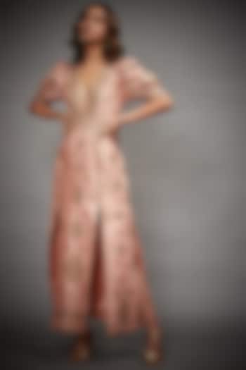 Peach Tropical Printed Cocktail Dress by Ri Ritu Kumar at Pernia's Pop Up Shop