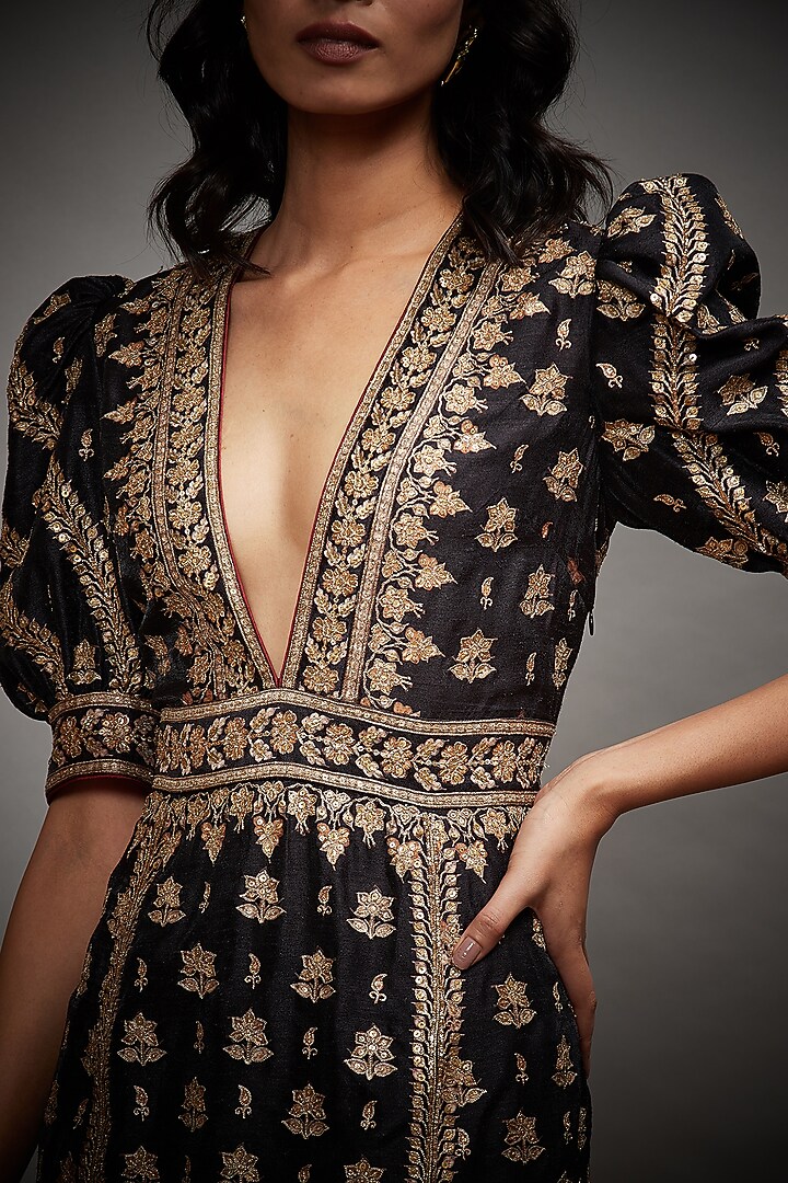 Black Tropical Printed Cocktail Dress by Ri Ritu Kumar at Pernia's Pop Up Shop