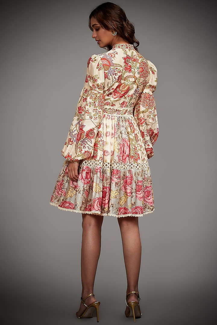 Off-White & Grey Tropical Printed Cocktail Dress by Ri Ritu Kumar at Pernia's Pop Up Shop