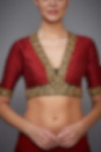 Burgundy Embroidered Blouse by Ri Ritu Kumar
