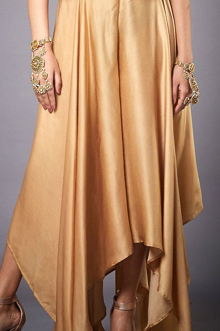 Light Gold Hand Embroidered Cape Set by Ri Ritu Kumar at Pernia's Pop Up Shop