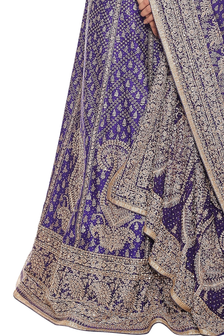 Rain Purple Hand Embroidered Bridal Lehenga Set by Ri Ritu Kumar at Pernia's Pop Up Shop