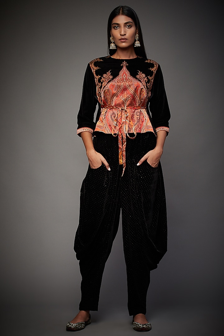 Black Viscose Dhoti Set by Ri Ritu Kumar at Pernia's Pop Up Shop