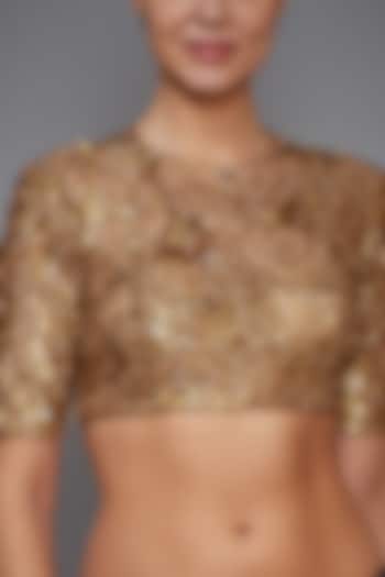 Golden Hand Embroidered Blouse by Ri Ritu Kumar at Pernia's Pop Up Shop