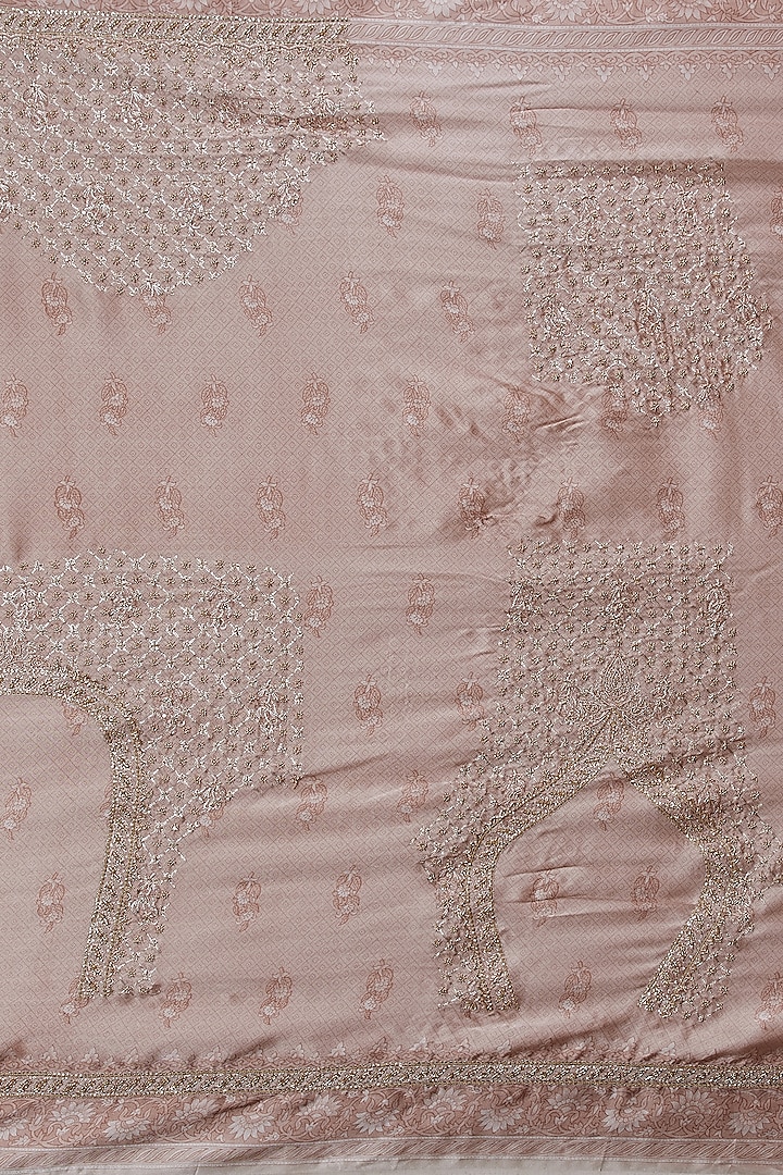 Beige Silk Satin Bridal Saree Set by Ri Ritu Kumar at Pernia's Pop Up Shop