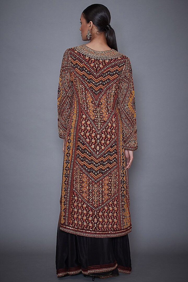 Brown & Black Embroidered Kurta Set by Ri Ritu Kumar at Pernia's Pop Up Shop