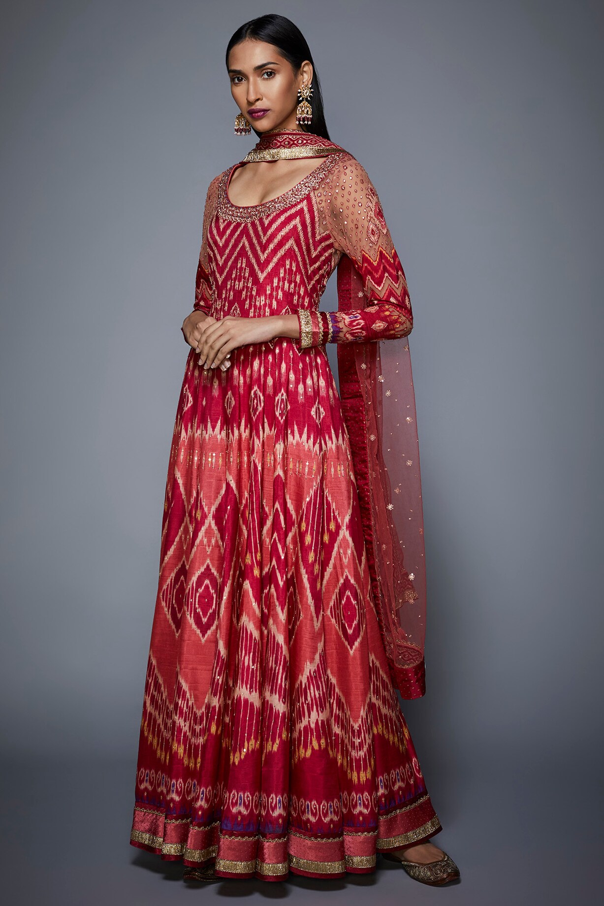 Red ritu dinchariya kurta set main image 1
