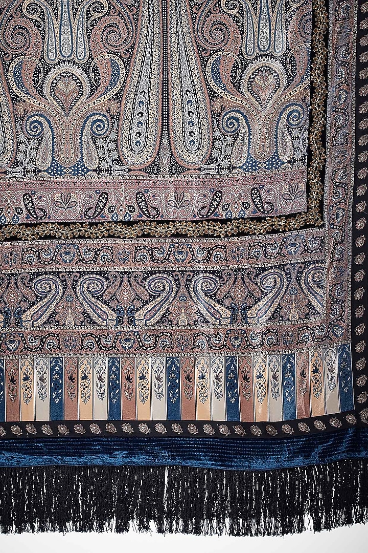 Grey & Black Embroidered Shawl by Ri Ritu Kumar at Pernia's Pop Up Shop