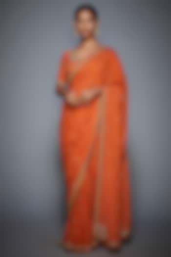 Orange Embroidered Saree Set by Ri Ritu Kumar