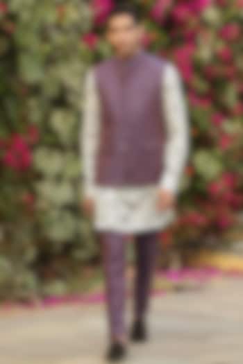 Lilac Pure Linen Bundi Set by Raw & Rustic by Niti Bothra