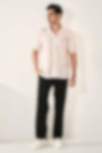 Pink Linen Tencel Summer Shirt by Raw & Rustic by Niti Bothra Men at Pernia's Pop Up Shop