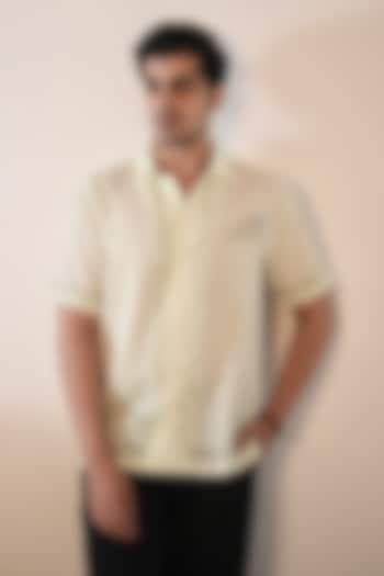 Green Linen Tencel Summer Shirt by Raw & Rustic by Niti Bothra Men at Pernia's Pop Up Shop