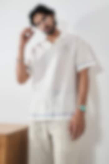 White Linen Tencel Summer Shirt by Raw & Rustic by Niti Bothra Men at Pernia's Pop Up Shop